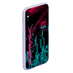 Чехол iPhone XS Max матовый CYBERPUNK, цвет: 3D-светло-сиреневый — фото 2