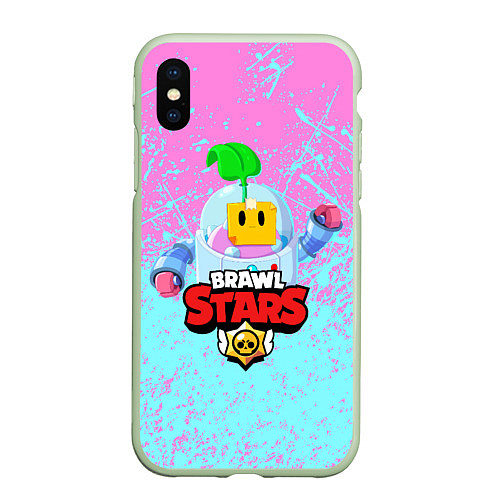 Чехол iPhone XS Max матовый BRAWL STARS SPROUT / 3D-Салатовый – фото 1