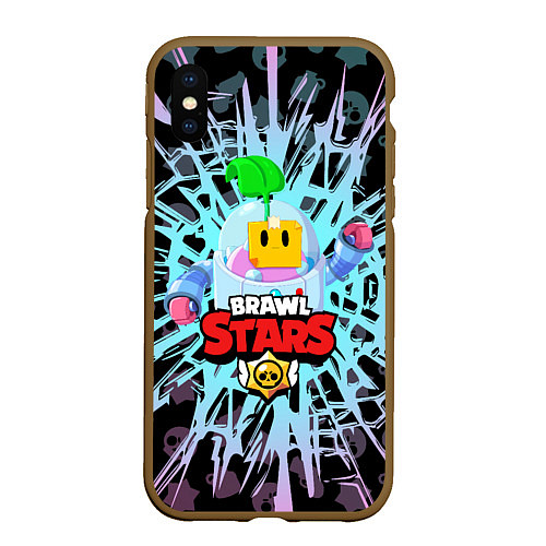 Чехол iPhone XS Max матовый BRAWL STARS SPROUT / 3D-Коричневый – фото 1