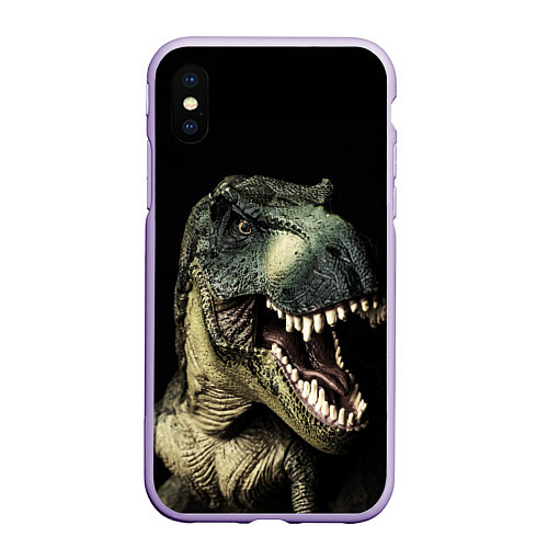 Чехол iPhone XS Max матовый Динозавр T-Rex / 3D-Светло-сиреневый – фото 1