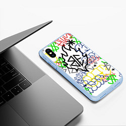 Чехол iPhone XS Max матовый BILLIE EILISH GRAFFITI, цвет: 3D-голубой — фото 2