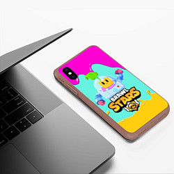 Чехол iPhone XS Max матовый BRAWL STARS SPROUT, цвет: 3D-коричневый — фото 2