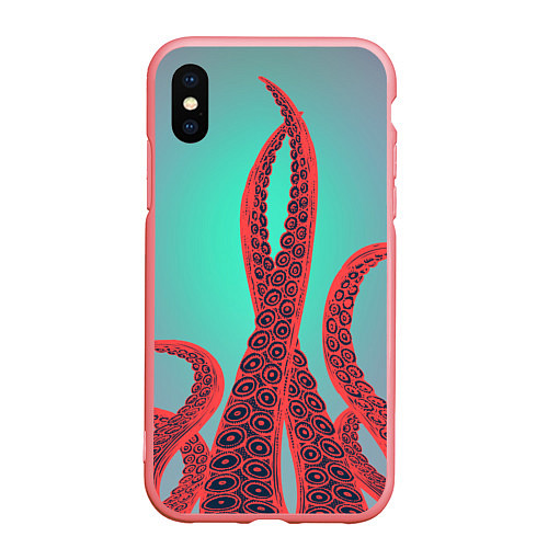 Чехол iPhone XS Max матовый Красные щупальца осминога / 3D-Баблгам – фото 1