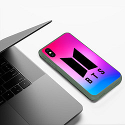 Чехол iPhone XS Max матовый BTS, цвет: 3D-темно-зеленый — фото 2