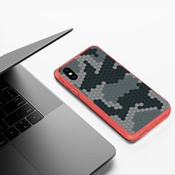 Чехол iPhone XS Max матовый КАМУФЛЯЖ СОТЫ, цвет: 3D-красный — фото 2