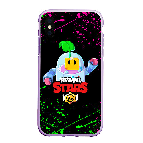 Чехол iPhone XS Max матовый BRAWL STARS SPROUT / 3D-Сиреневый – фото 1