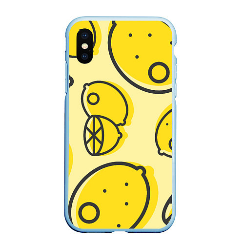 Чехол iPhone XS Max матовый Лимончики / 3D-Голубой – фото 1