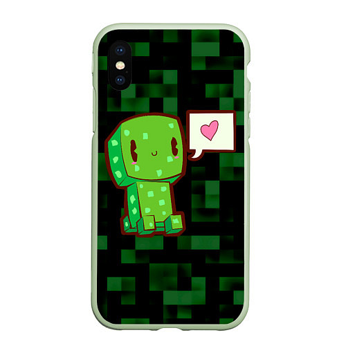 Чехол iPhone XS Max матовый Minecraft Creeper / 3D-Салатовый – фото 1