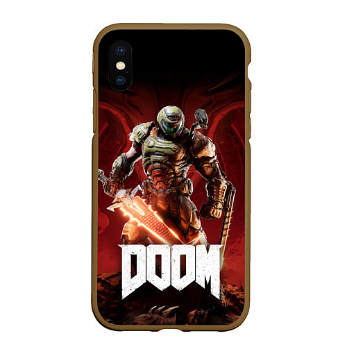 Чехол iPhone XS Max матовый Doom / 3D-Коричневый – фото 1