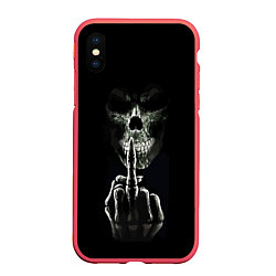 Чехол iPhone XS Max матовый Finger, цвет: 3D-красный
