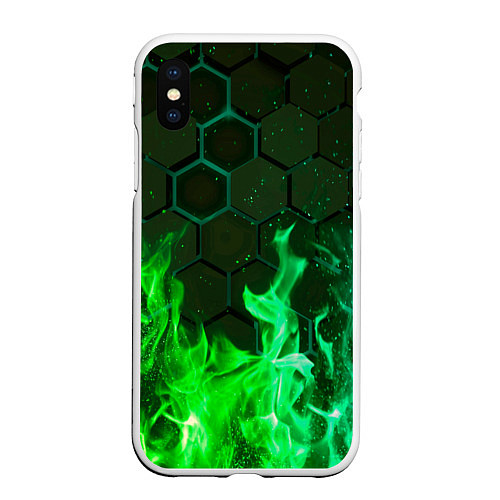 Чехол iPhone XS Max матовый Fire / 3D-Белый – фото 1