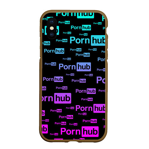 Чехол iPhone XS Max матовый PornHub / 3D-Коричневый – фото 1