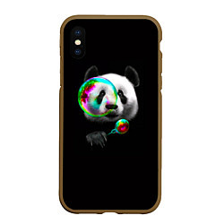 Чехол iPhone XS Max матовый Панда и мыльный пузырь