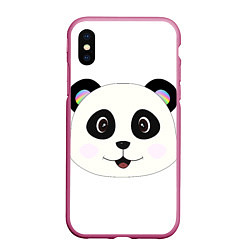 Чехол iPhone XS Max матовый Panda, цвет: 3D-малиновый