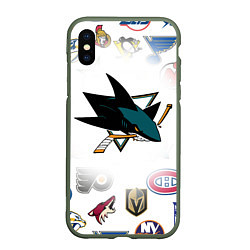 Чехол iPhone XS Max матовый San Jose Sharks NHL teams pattern