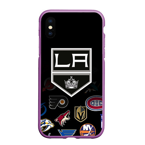 Чехол iPhone XS Max матовый NHL Los Angeles Kings / 3D-Фиолетовый – фото 1