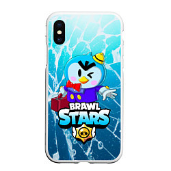 Чехол iPhone XS Max матовый Brawl stars MR P, цвет: 3D-белый