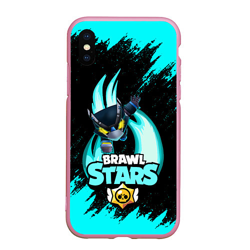 Чехол iPhone XS Max матовый Brawl stars mecha crow / 3D-Розовый – фото 1