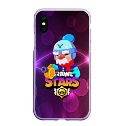 Чехол iPhone XS Max матовый BRAWL STARS GALE, цвет: 3D-светло-сиреневый