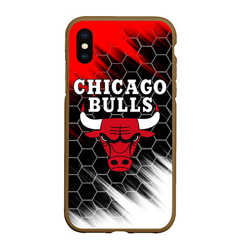 Чехол iPhone XS Max матовый CHICAGO BULLS / 3D-Коричневый – фото 1