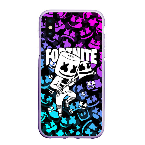 Чехол iPhone XS Max матовый FORTNITE x MARSHMELLO / 3D-Светло-сиреневый – фото 1