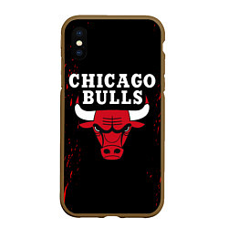 Чехол iPhone XS Max матовый CHICAGO BULLS, цвет: 3D-коричневый