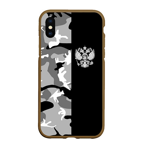 Чехол iPhone XS Max матовый Россия камуфляж / 3D-Коричневый – фото 1