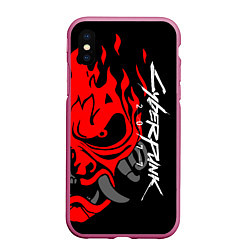 Чехол iPhone XS Max матовый CYBERPUNK 2077 SAMURAI, цвет: 3D-малиновый