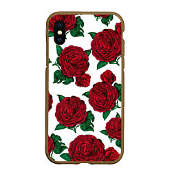 Чехол iPhone XS Max матовый Винтажные розы, цвет: 3D-коричневый