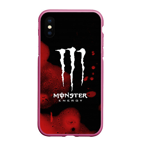 Чехол iPhone XS Max матовый MONSTER ENERGY / 3D-Малиновый – фото 1