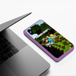 Чехол iPhone XS Max матовый Minecraft, цвет: 3D-фиолетовый — фото 2