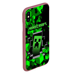 Чехол iPhone XS Max матовый Minecraft, цвет: 3D-малиновый — фото 2