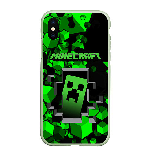 Чехол iPhone XS Max матовый Minecraft / 3D-Салатовый – фото 1