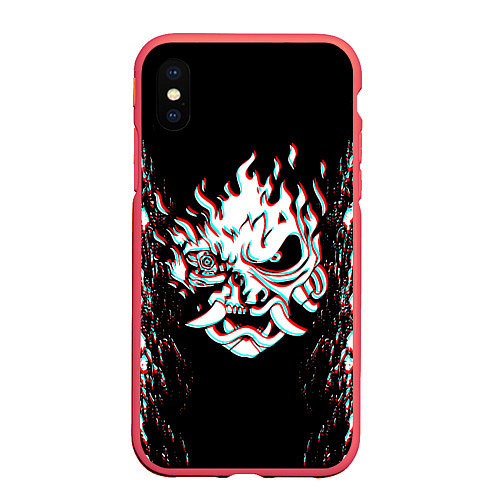 Чехол iPhone XS Max матовый CYBERPUNK 2077 SAMURAI GLITCH / 3D-Красный – фото 1