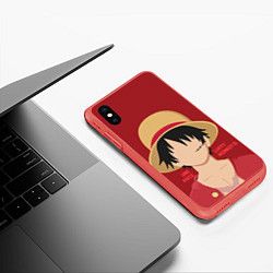 Чехол iPhone XS Max матовый Luffy, цвет: 3D-красный — фото 2