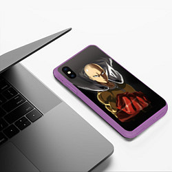 Чехол iPhone XS Max матовый One Punch Man, цвет: 3D-фиолетовый — фото 2