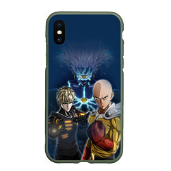 Чехол iPhone XS Max матовый One Punch Man, цвет: 3D-темно-зеленый