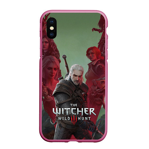 Чехол iPhone XS Max матовый The Witcher 5-летие / 3D-Малиновый – фото 1