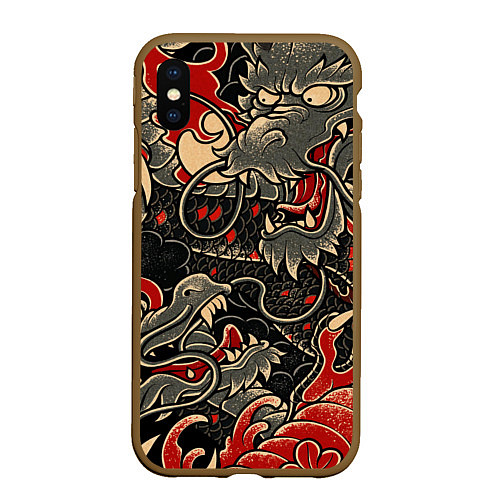 Чехол iPhone XS Max матовый Dsquared tatoo DRAGON / 3D-Коричневый – фото 1