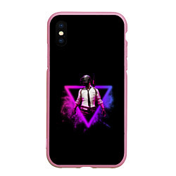 Чехол iPhone XS Max матовый Pubg, цвет: 3D-розовый