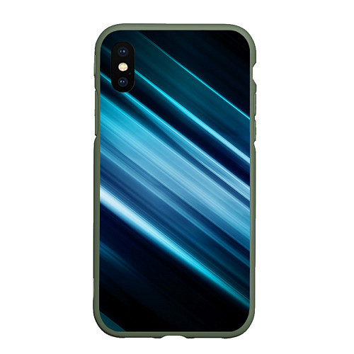 Чехол iPhone XS Max матовый GEOMETRY STRIPES / 3D-Темно-зеленый – фото 1