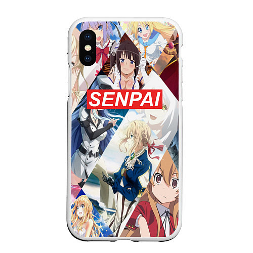 Чехол iPhone XS Max матовый SENPAI / 3D-Белый – фото 1