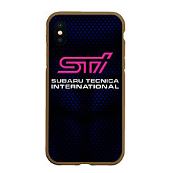 Чехол iPhone XS Max матовый SUBARU STI Z, цвет: 3D-коричневый