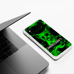 Чехол iPhone XS Max матовый MINECRAFT CREEPER CAT, цвет: 3D-белый — фото 2