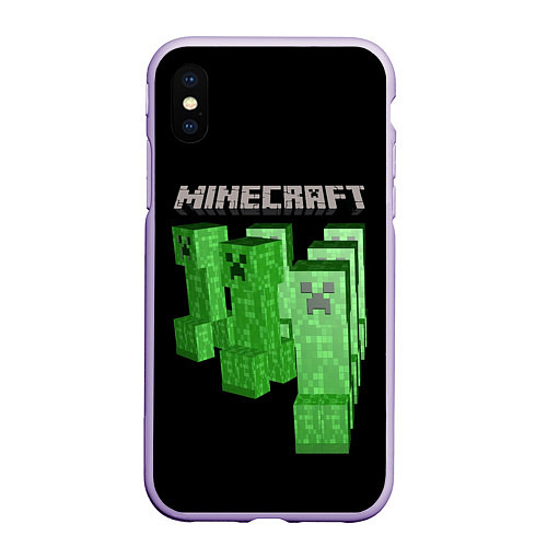 Чехол iPhone XS Max матовый MINECRAFT CREEPER / 3D-Светло-сиреневый – фото 1