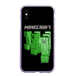 Чехол iPhone XS Max матовый MINECRAFT CREEPER, цвет: 3D-светло-сиреневый