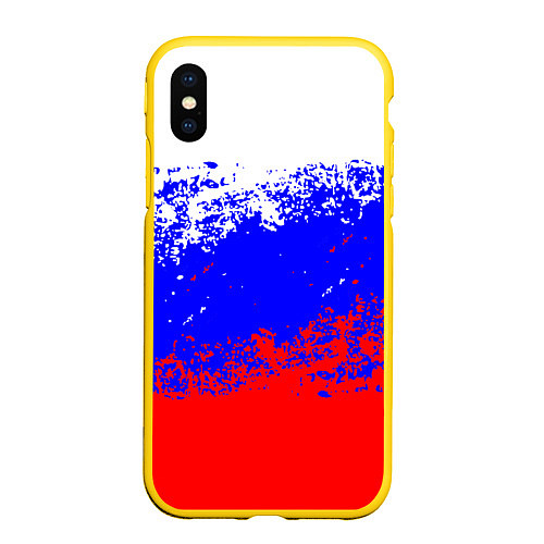 Чехол iPhone XS Max матовый Россия / 3D-Желтый – фото 1