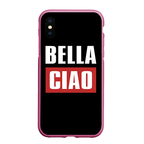 Чехол iPhone XS Max матовый Bella Ciao / 3D-Малиновый – фото 1