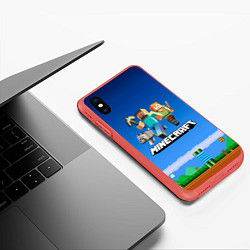 Чехол iPhone XS Max матовый Minecraft, цвет: 3D-красный — фото 2
