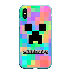 Чехол iPhone XS Max матовый Minecraft, цвет: 3D-мятный